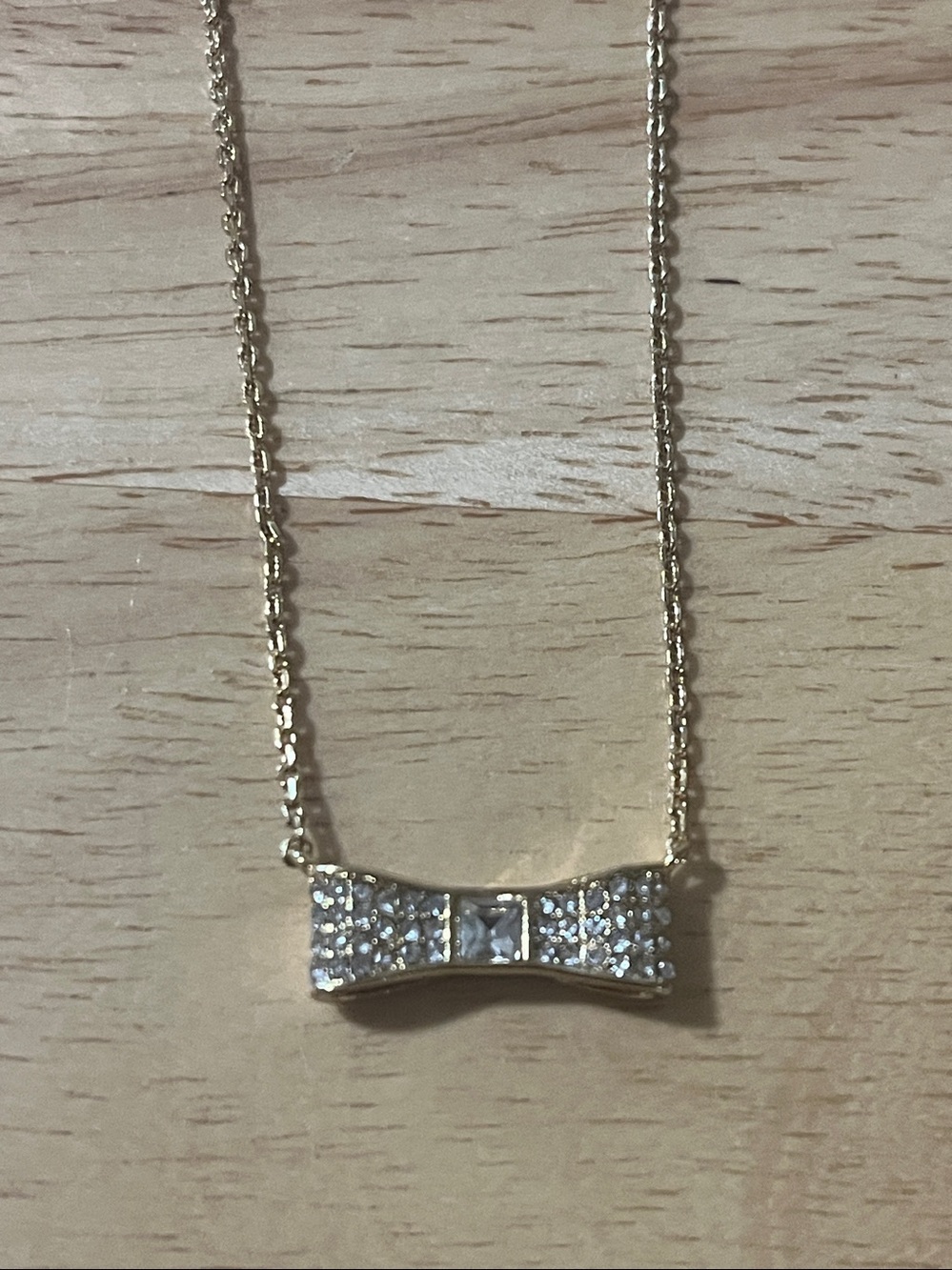 NWT Kate Spade Ready Set Bow Pave Mini Pendant Necklace Gold